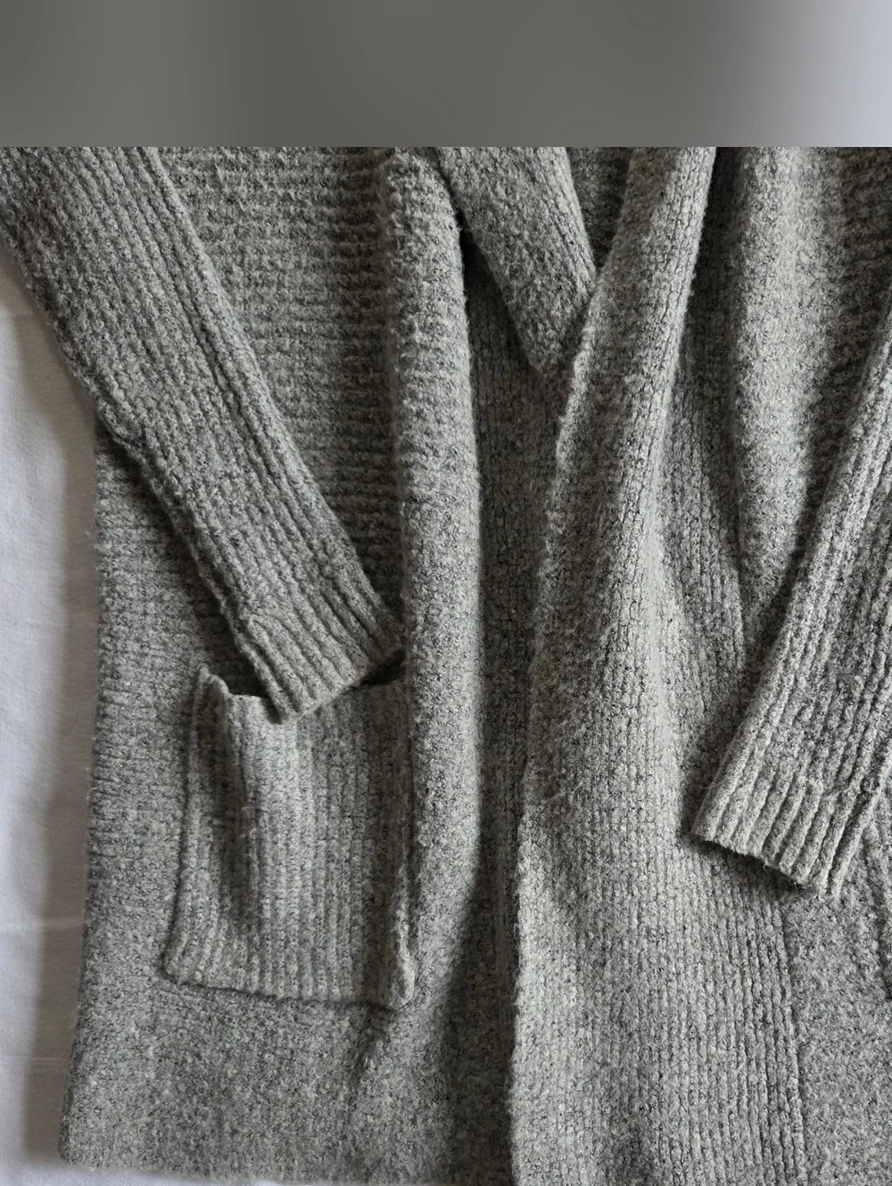 American Eagle Outfitters Open-Front Shawl Collar Cardigan - Gray - Picture 3 of 6